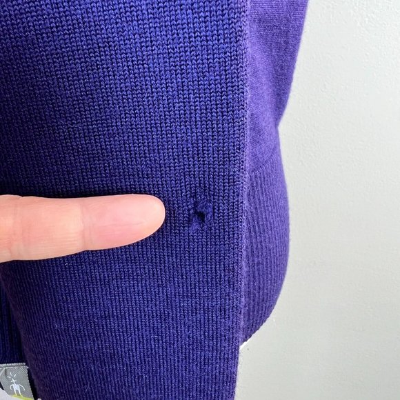 Smartwool Sweater Jacket Womens XS Purple 100% Merino Wool Full Zip Repair - Picture 6 of 14